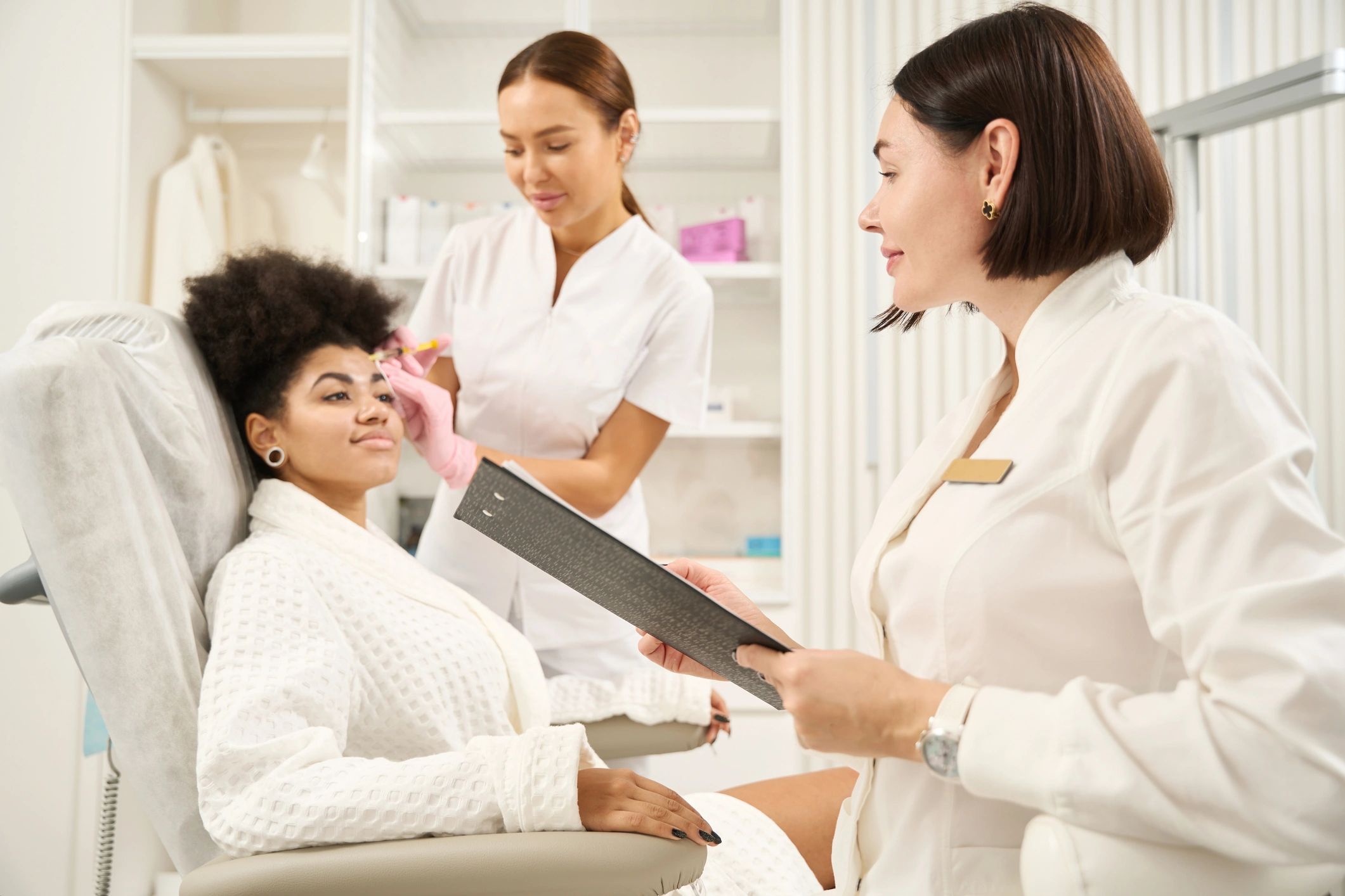 Nurse reviewing client medical history