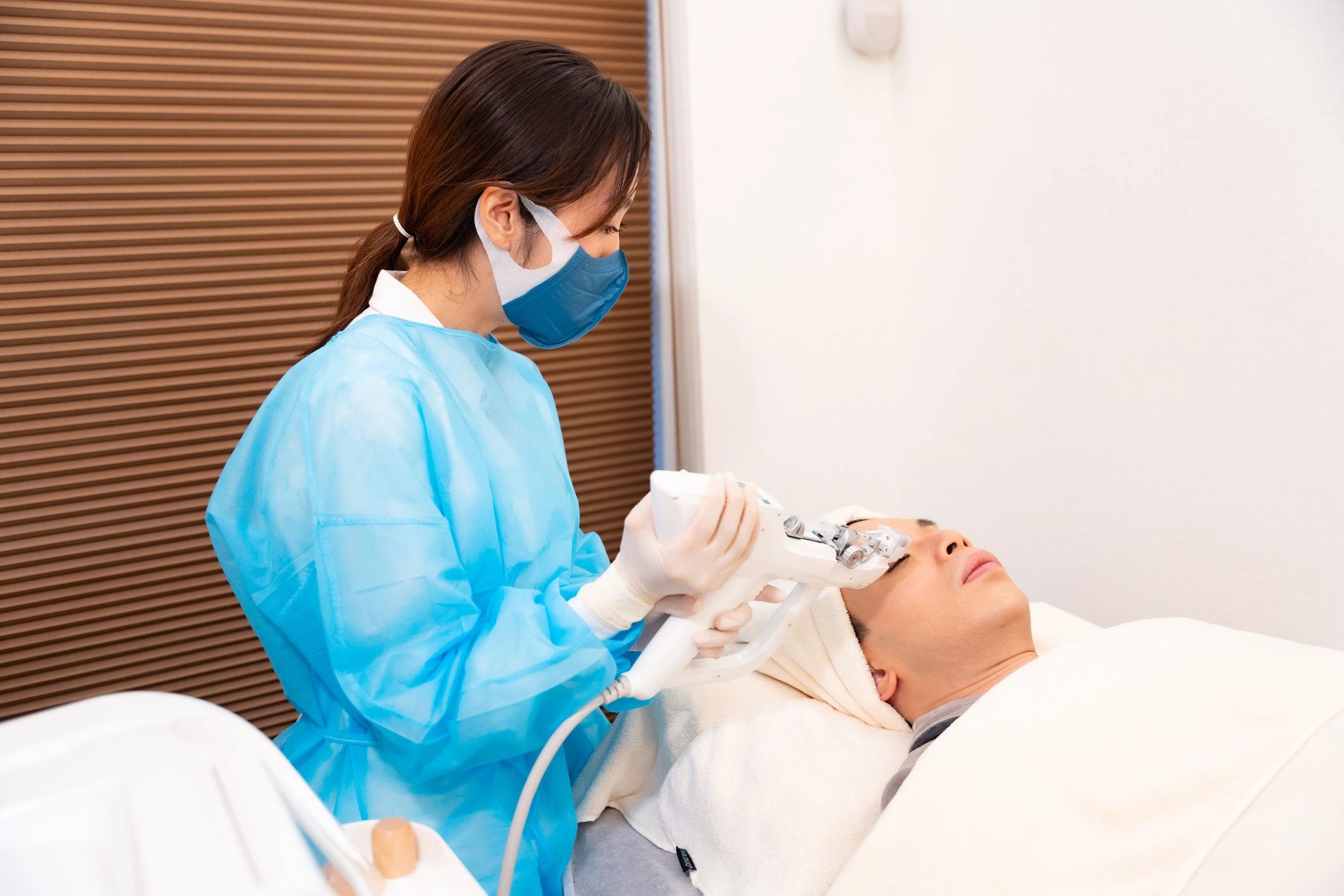 Professional skincare treatment in progress at beauty clinic