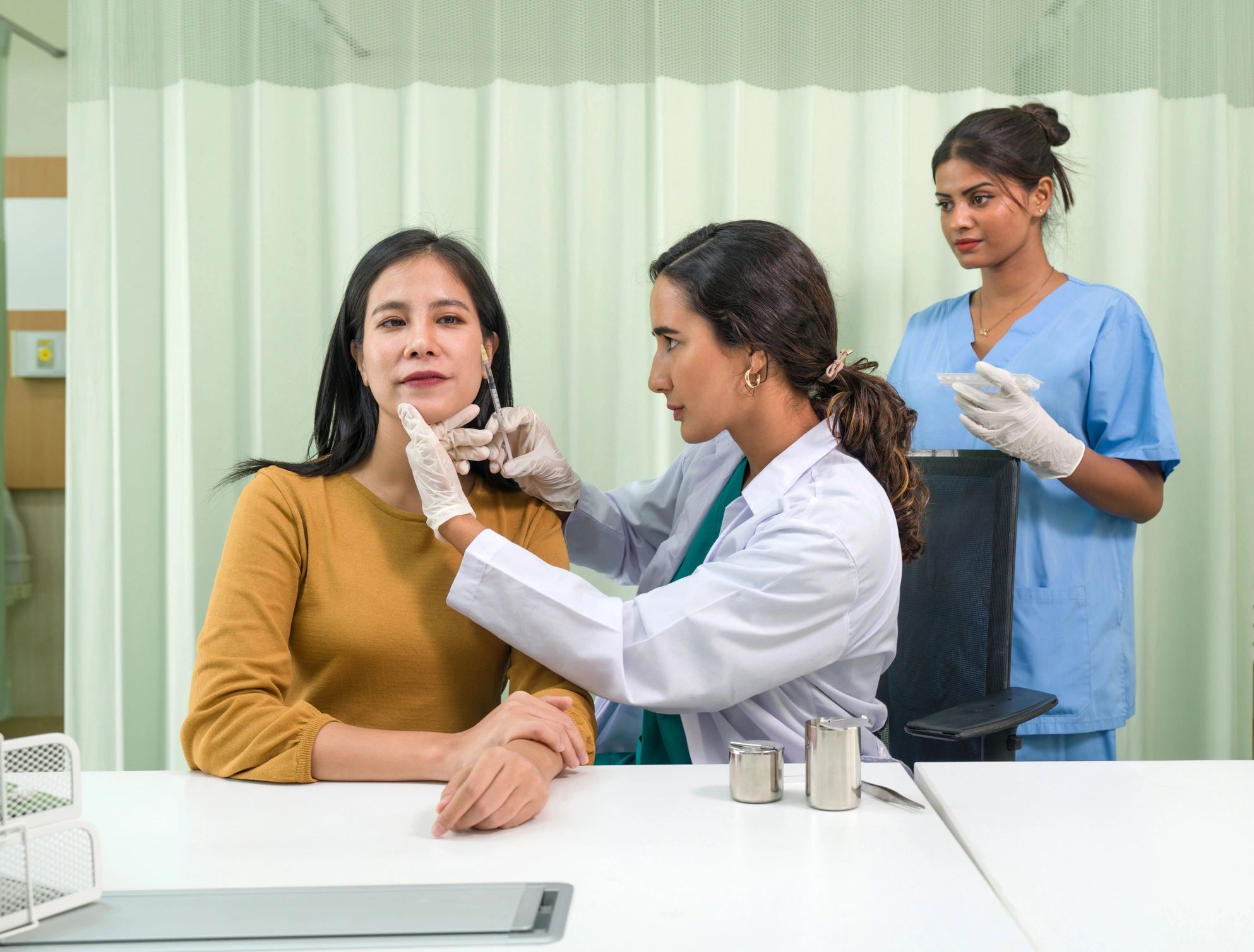 Aesthetic nurse recommending skincare treatments