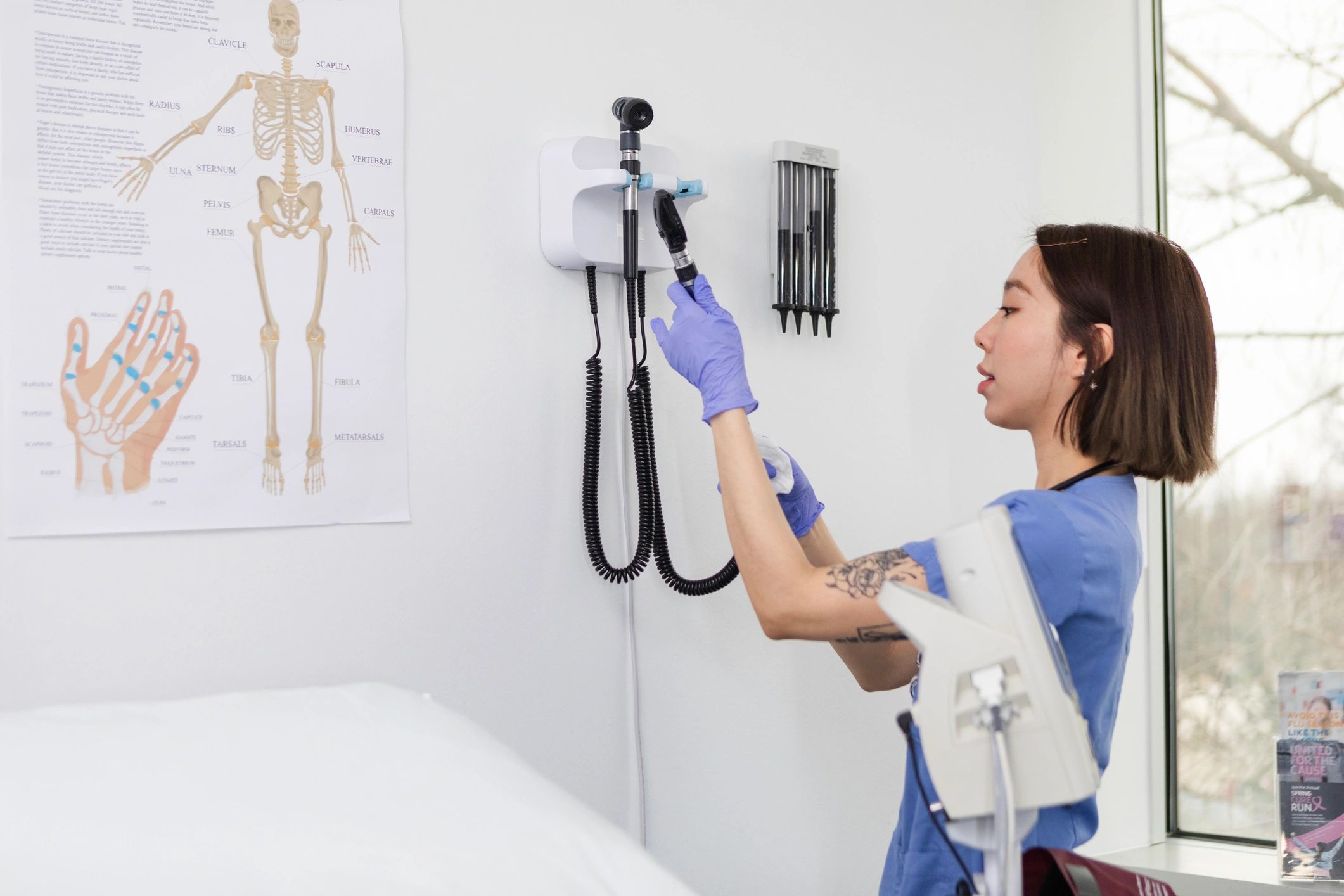 nurse performing medical screening in clinic